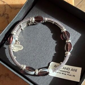 Alex and Ani Silver and Plum Beaded Bracelet NWT